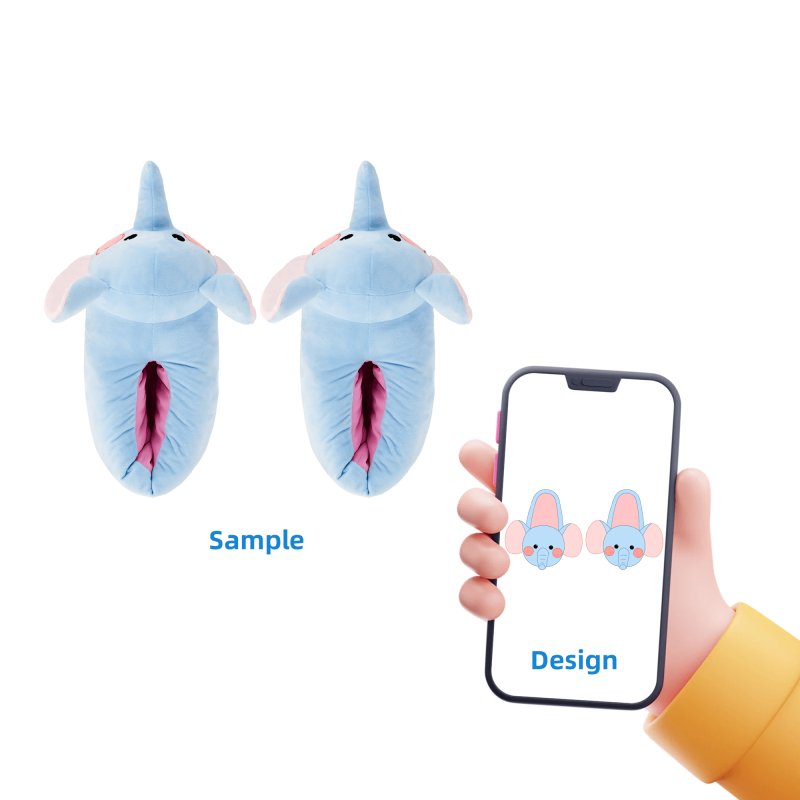 Custom Plush Elephant Slippers